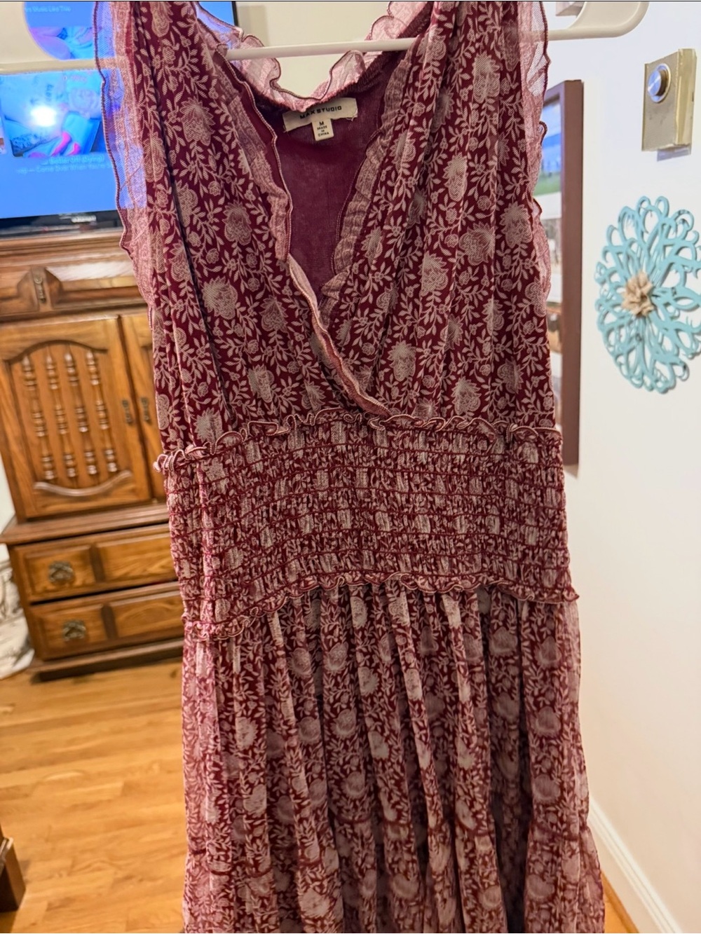 Women’s Sleeveless Floral Maxi Dress - Burgundy